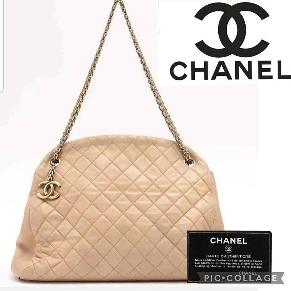 Chanel Matelasse 14th Series Beige Lambskin Gold Metal Chain Shoulder Bag